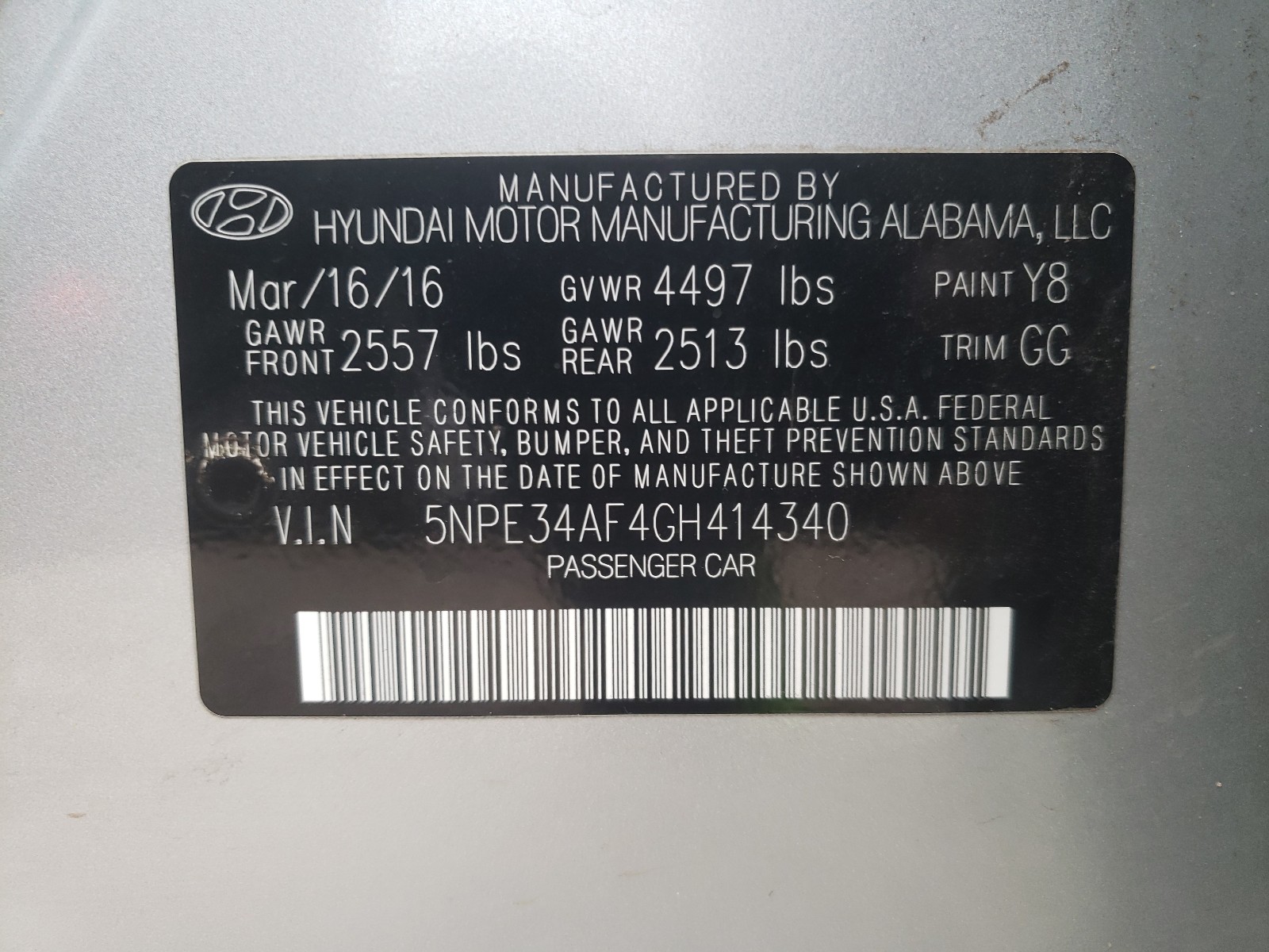 Photo 9 VIN: 5NPE34AF4GH414340 - HYUNDAI SONATA SPO 