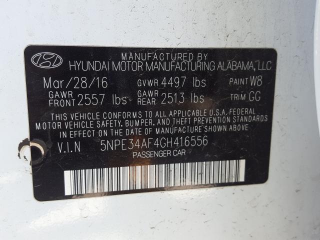 Photo 9 VIN: 5NPE34AF4GH416556 - HYUNDAI SONATA SPO 