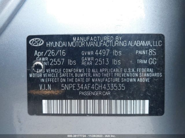 Photo 8 VIN: 5NPE34AF4GH433535 - HYUNDAI SONATA 