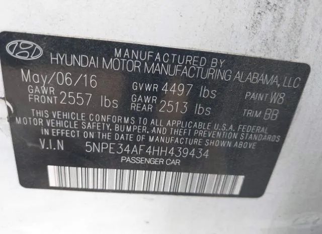 Photo 8 VIN: 5NPE34AF4HH439434 - HYUNDAI SONATA 