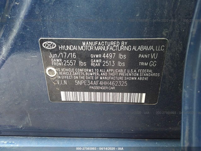 Photo 8 VIN: 5NPE34AF4HH462325 - HYUNDAI SONATA 