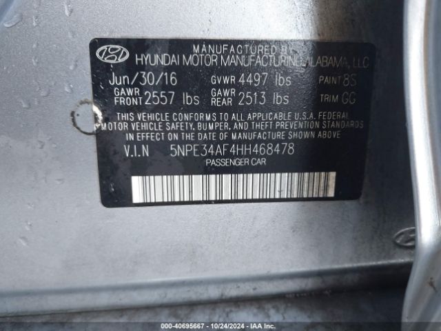 Photo 8 VIN: 5NPE34AF4HH468478 - HYUNDAI SONATA 