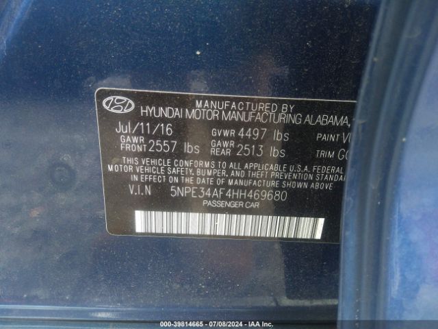 Photo 8 VIN: 5NPE34AF4HH469680 - HYUNDAI SONATA 