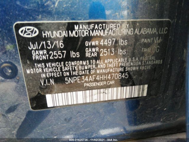 Photo 8 VIN: 5NPE34AF4HH470845 - HYUNDAI SONATA 