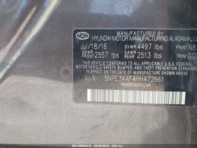 Photo 8 VIN: 5NPE34AF4HH472661 - HYUNDAI SONATA 