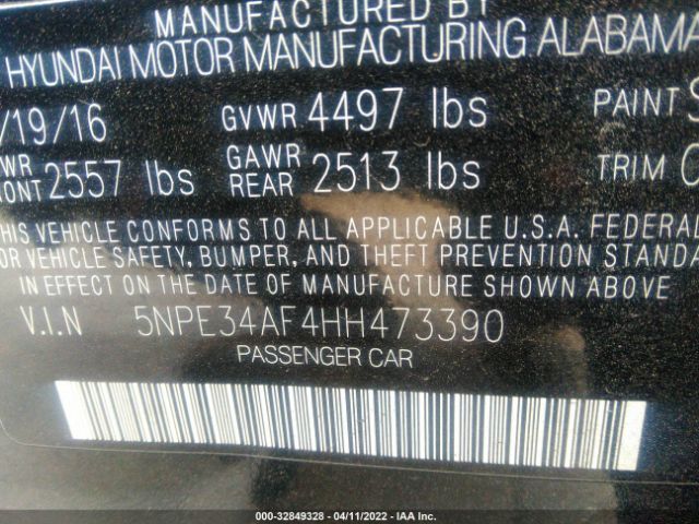 Photo 8 VIN: 5NPE34AF4HH473390 - HYUNDAI SONATA 