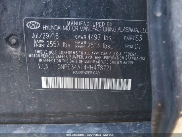 Photo 8 VIN: 5NPE34AF4HH478721 - HYUNDAI SONATA 