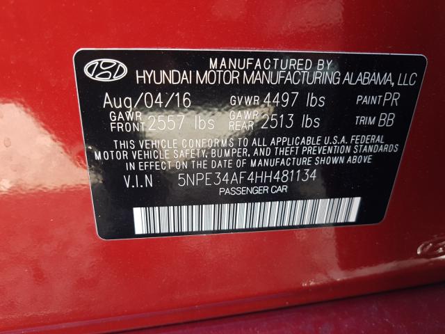 Photo 9 VIN: 5NPE34AF4HH481134 - HYUNDAI SONATA SPO 