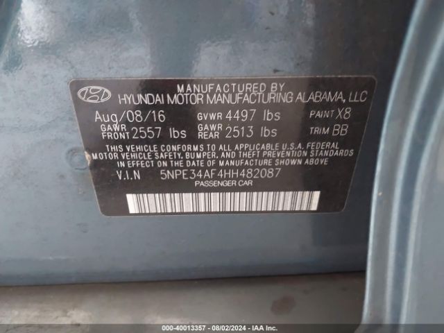 Photo 8 VIN: 5NPE34AF4HH482087 - HYUNDAI SONATA 