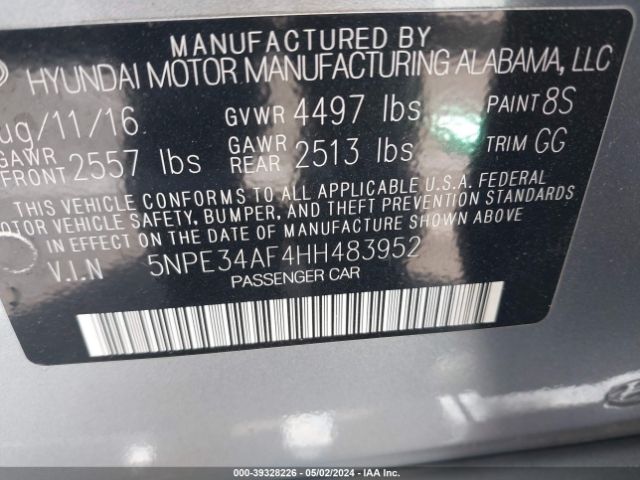 Photo 8 VIN: 5NPE34AF4HH483952 - HYUNDAI SONATA 