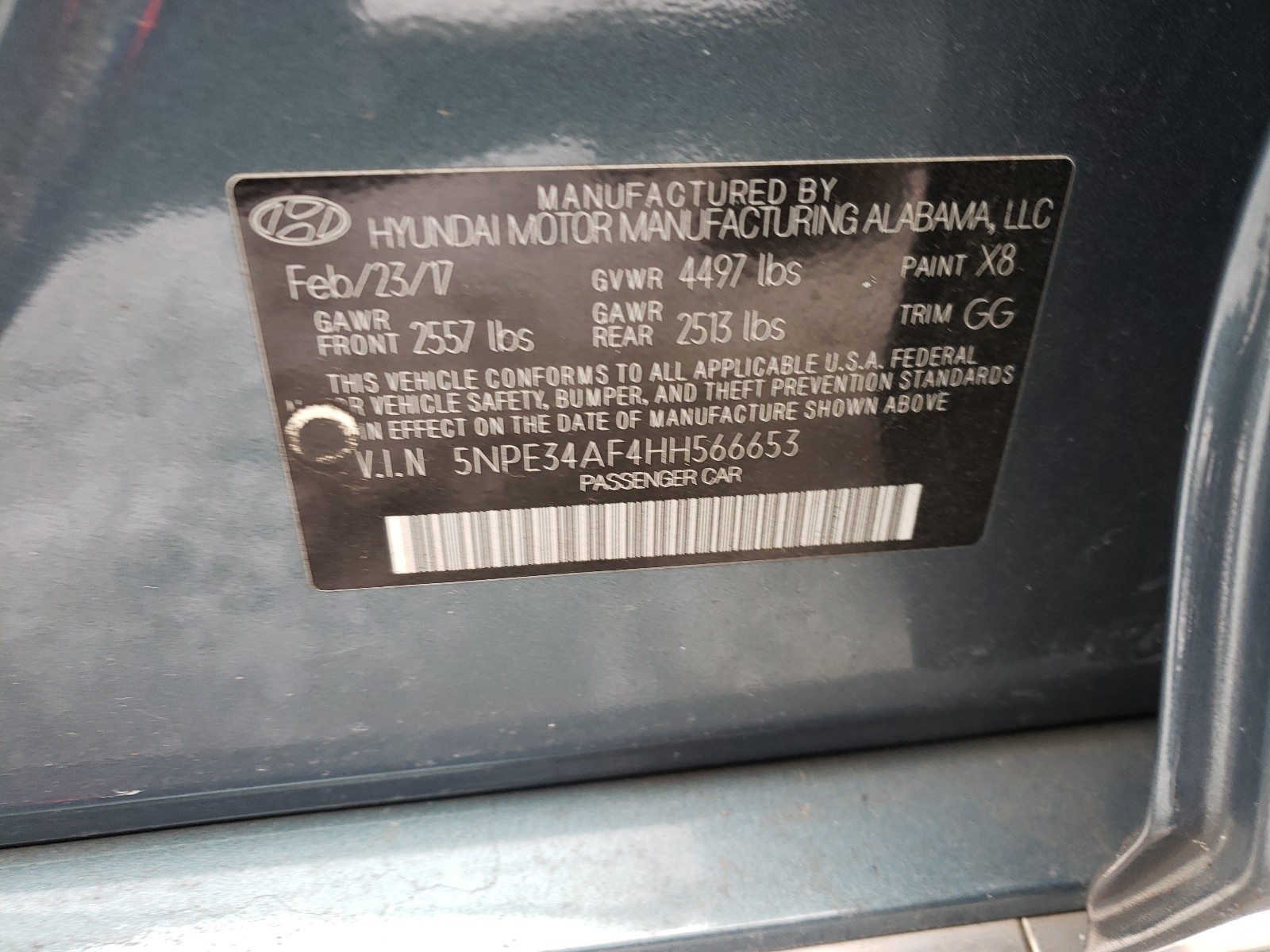 Photo 9 VIN: 5NPE34AF4HH566653 - HYUNDAI SONATA SPO 