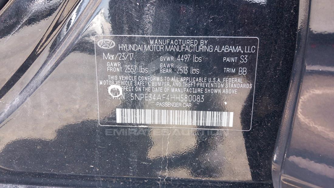 Photo 1 VIN: 5NPE34AF4HH580083 - HYUNDAI SONATA 