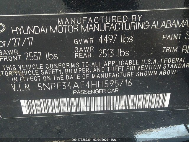 Photo 8 VIN: 5NPE34AF4HH595716 - HYUNDAI SONATA 