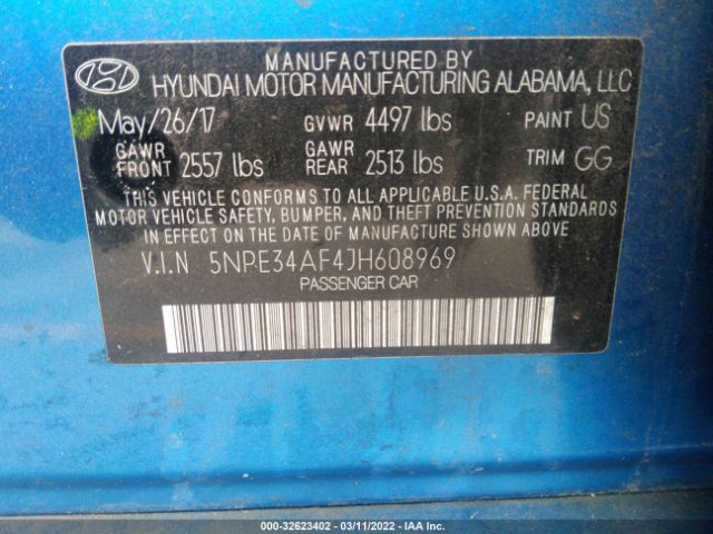 Photo 8 VIN: 5NPE34AF4JH608969 - HYUNDAI SONATA 