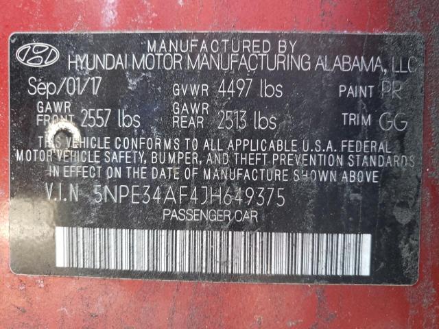 Photo 9 VIN: 5NPE34AF4JH649375 - HYUNDAI SONATA SPO 