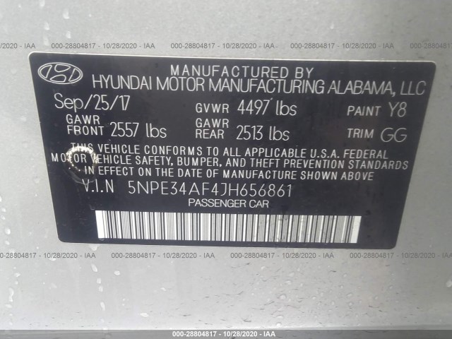 Photo 8 VIN: 5NPE34AF4JH656861 - HYUNDAI SONATA 