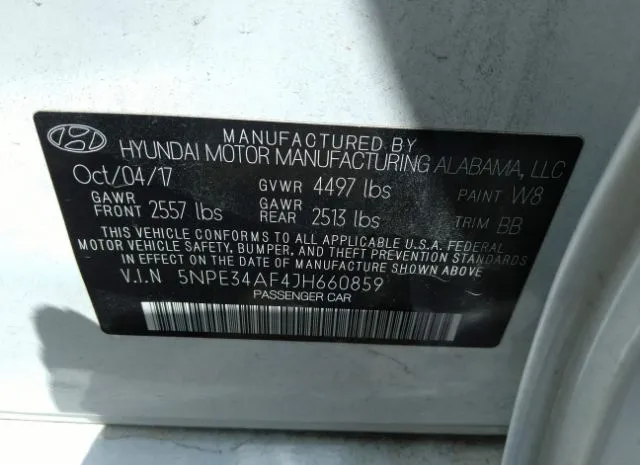 Photo 8 VIN: 5NPE34AF4JH660859 - HYUNDAI SONATA 