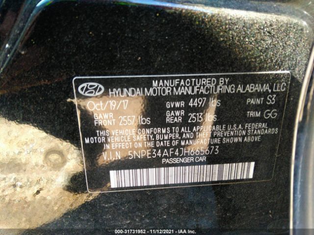 Photo 8 VIN: 5NPE34AF4JH665673 - HYUNDAI SONATA 