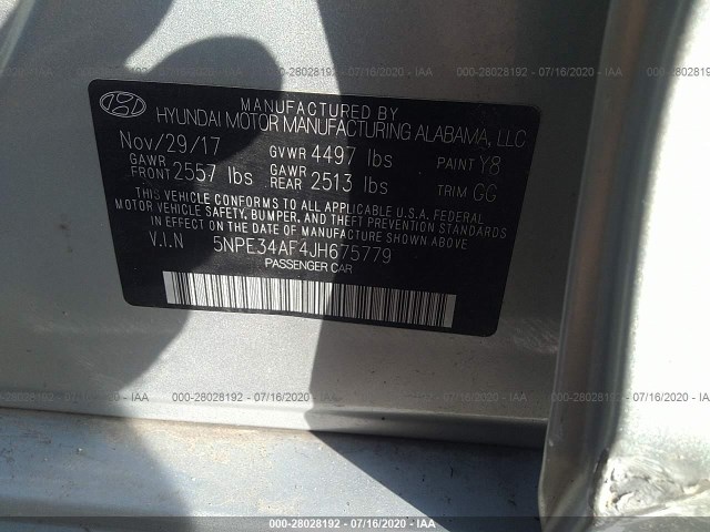 Photo 8 VIN: 5NPE34AF4JH675779 - HYUNDAI SONATA 