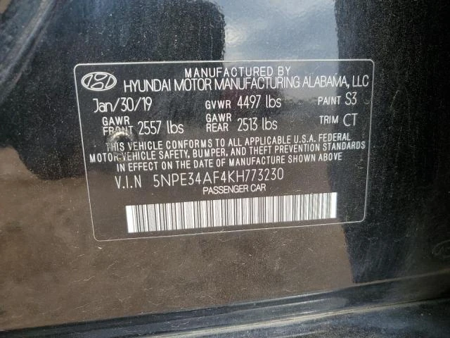 Photo 12 VIN: 5NPE34AF4KH773230 - HYUNDAI SONATA LIM 