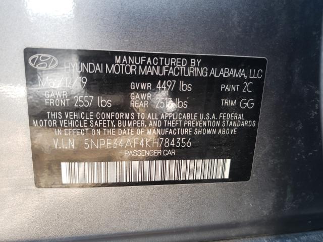 Photo 9 VIN: 5NPE34AF4KH784356 - HYUNDAI SONATA LIM 