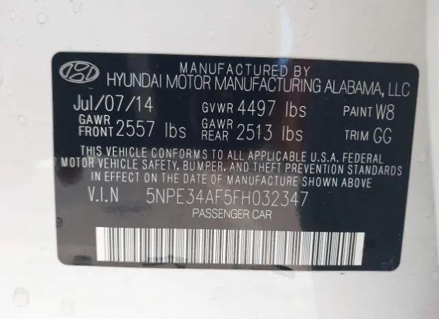 Photo 8 VIN: 5NPE34AF5FH032347 - HYUNDAI SONATA SPO 