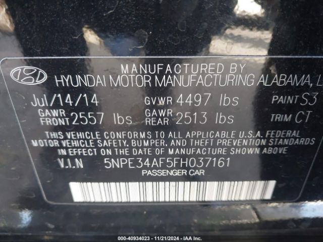 Photo 8 VIN: 5NPE34AF5FH037161 - HYUNDAI SONATA 