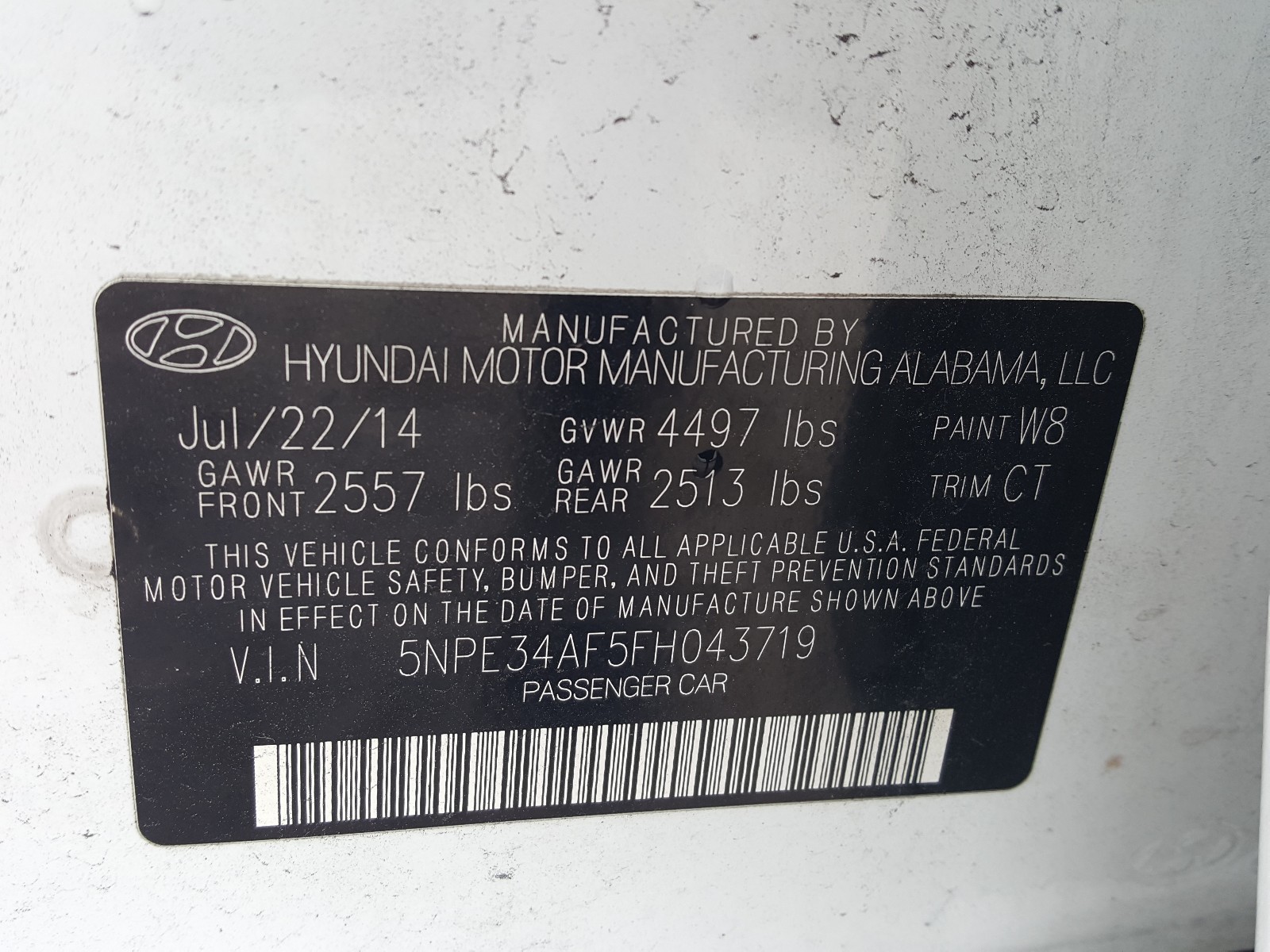 Photo 9 VIN: 5NPE34AF5FH043719 - HYUNDAI SONATA SPO 