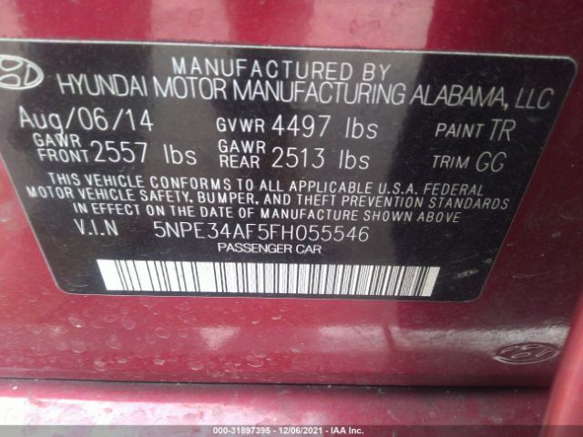 Photo 8 VIN: 5NPE34AF5FH055546 - HYUNDAI SONATA 