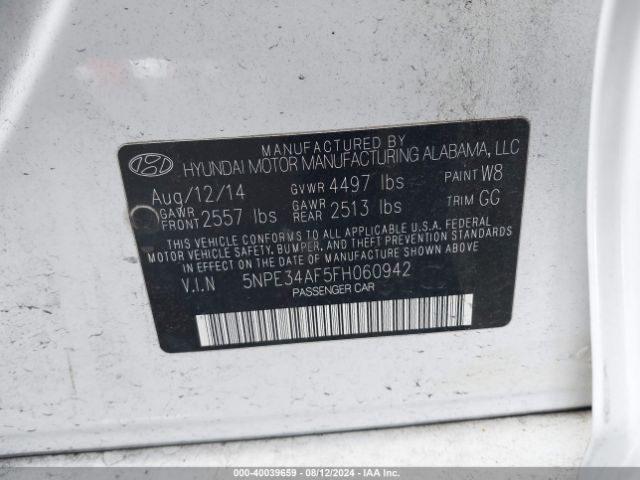 Photo 8 VIN: 5NPE34AF5FH060942 - HYUNDAI SONATA 