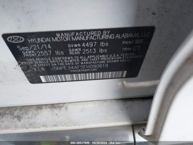 Photo 8 VIN: 5NPE34AF5FH090619 - HYUNDAI SONATA 