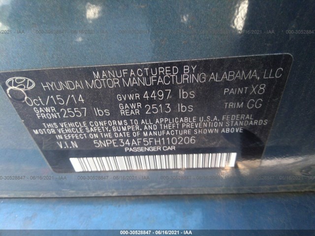 Photo 8 VIN: 5NPE34AF5FH110206 - HYUNDAI SONATA 