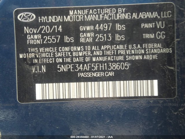 Photo 8 VIN: 5NPE34AF5FH138605 - HYUNDAI SONATA 