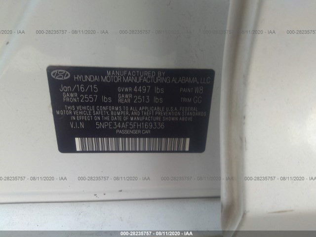 Photo 8 VIN: 5NPE34AF5FH169336 - HYUNDAI SONATA 