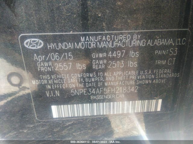 Photo 8 VIN: 5NPE34AF5FH218342 - HYUNDAI SONATA 