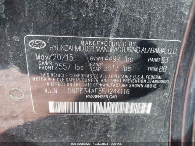 Photo 8 VIN: 5NPE34AF5FH244116 - HYUNDAI SONATA 