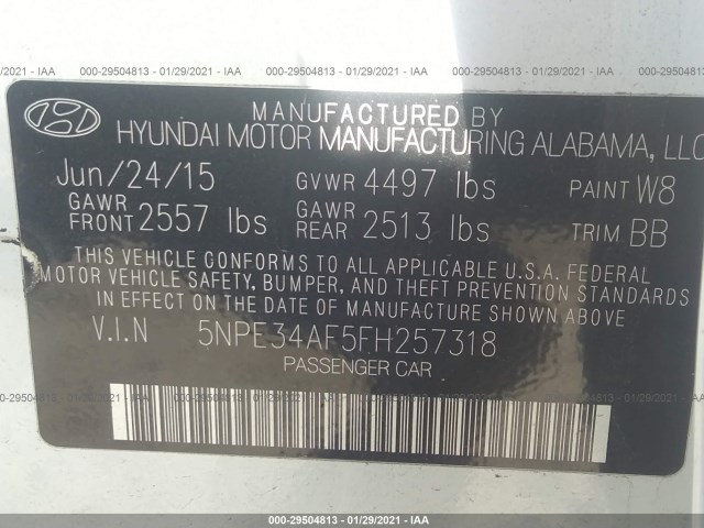 Photo 8 VIN: 5NPE34AF5FH257318 - HYUNDAI SONATA 