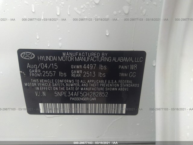 Photo 8 VIN: 5NPE34AF5GH282852 - HYUNDAI SONATA 