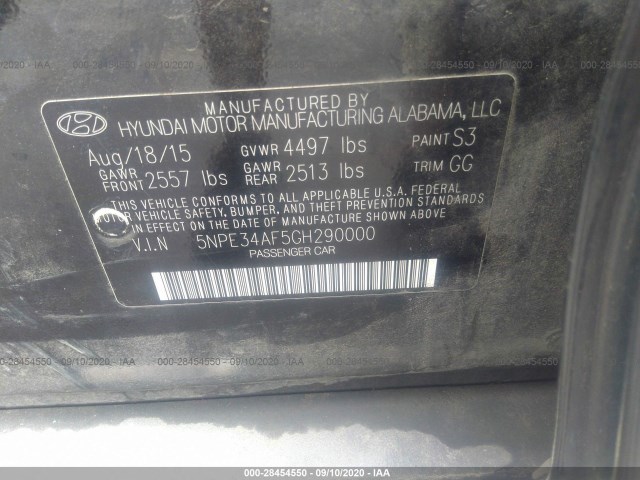 Photo 8 VIN: 5NPE34AF5GH290000 - HYUNDAI SONATA 