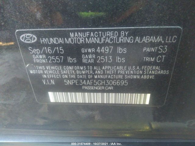 Photo 8 VIN: 5NPE34AF5GH306695 - HYUNDAI SONATA 