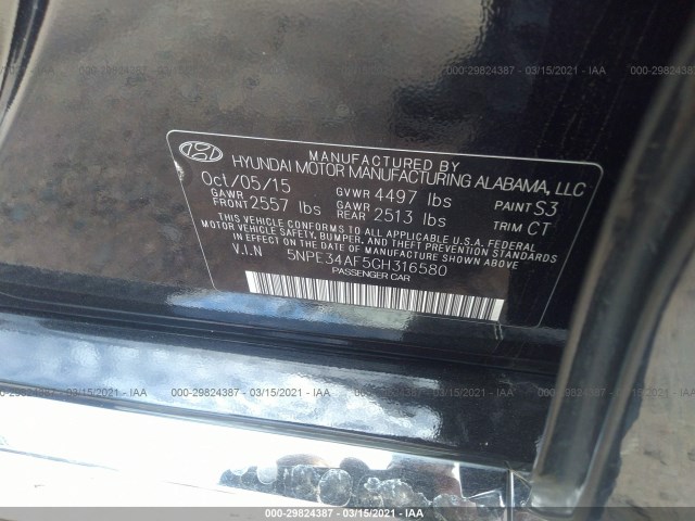 Photo 8 VIN: 5NPE34AF5GH316580 - HYUNDAI SONATA 