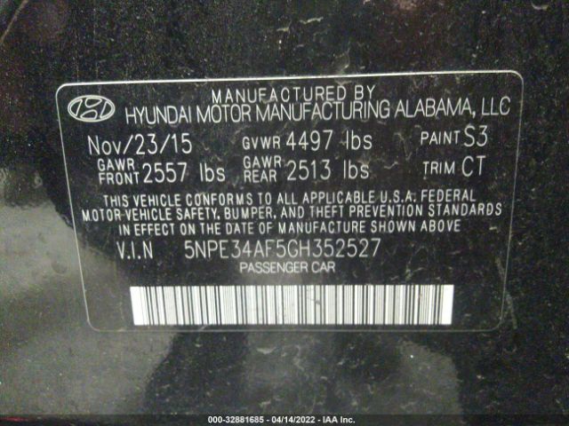 Photo 8 VIN: 5NPE34AF5GH352527 - HYUNDAI SONATA 