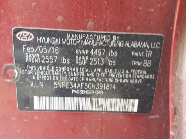 Photo 9 VIN: 5NPE34AF5GH391814 - HYUNDAI SONATA SPO 