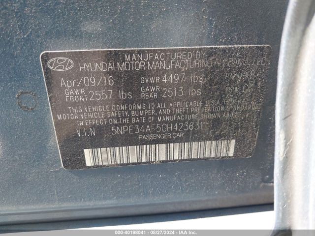 Photo 8 VIN: 5NPE34AF5GH423631 - HYUNDAI SONATA 