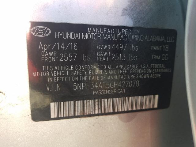 Photo 9 VIN: 5NPE34AF5GH427078 - HYUNDAI SONATA 