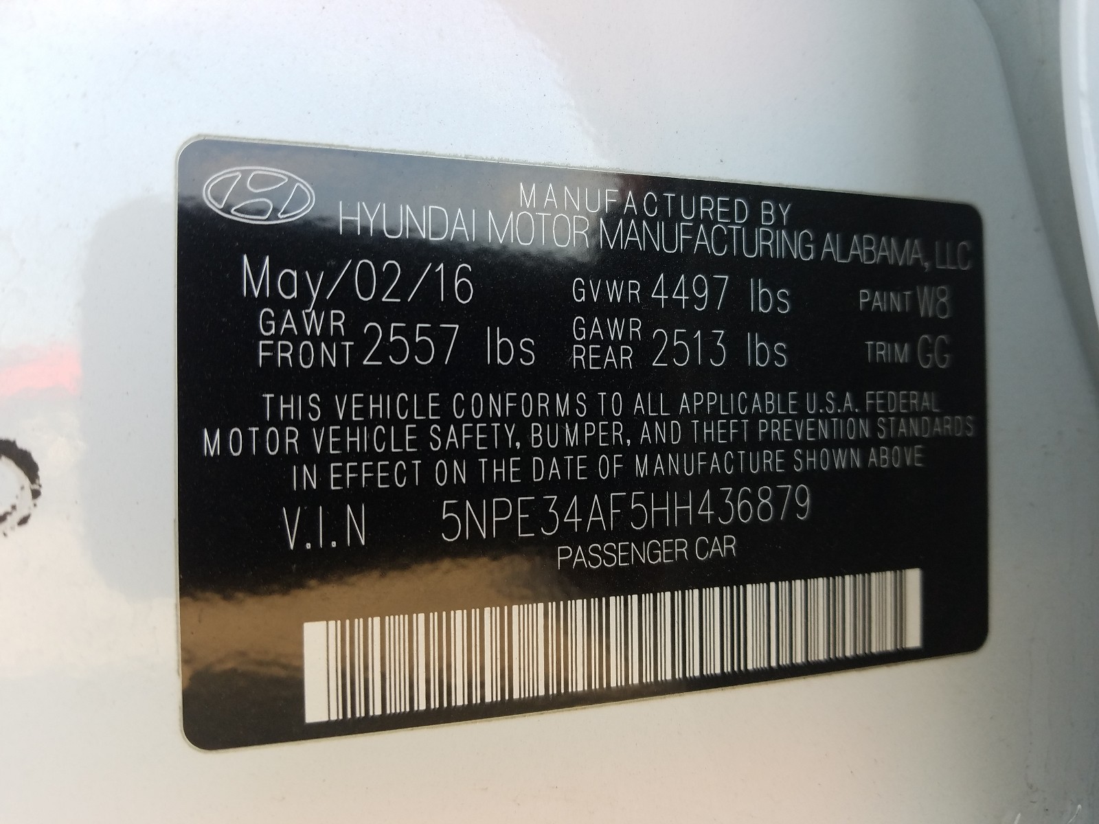 Photo 9 VIN: 5NPE34AF5HH436879 - HYUNDAI SONATA SPO 