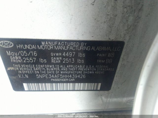 Photo 8 VIN: 5NPE34AF5HH439426 - HYUNDAI SONATA 