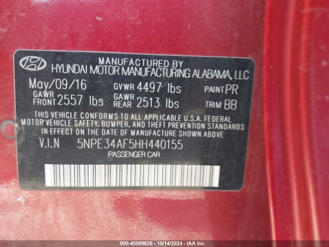 Photo 8 VIN: 5NPE34AF5HH440155 - HYUNDAI SONATA 