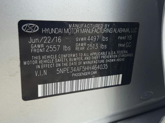 Photo 9 VIN: 5NPE34AF5HH464035 - HYUNDAI SONATA SPO 