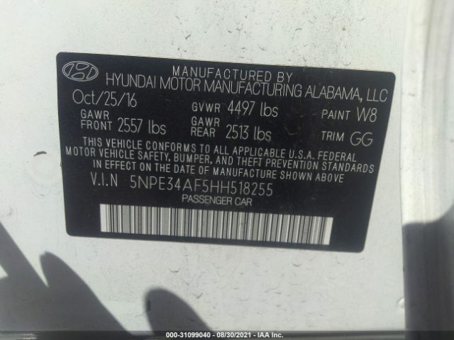 Photo 8 VIN: 5NPE34AF5HH518255 - HYUNDAI SONATA 